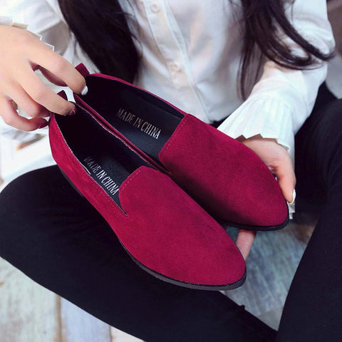 2020 Spring Women Loafers Flats Shoe Women Casual Shoes Suede Slip on Boat shoes Female Shoe Comfortable Ballet Flats Size 35-40