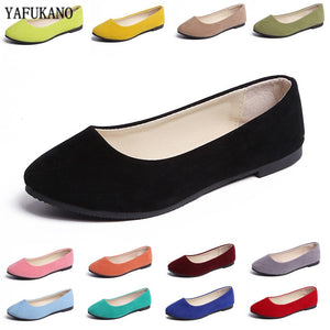 Plus Size 35-43 Women Flats Slip on Flat Shoes Candy Color Woman Boat Shoes Black Loafers Faux Suede Ladies Ballet Flats