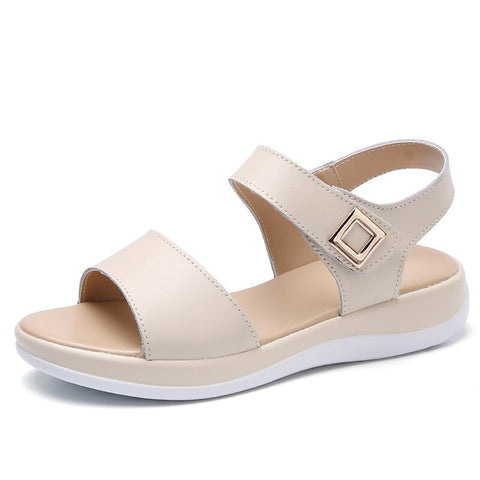 CEYANEAOWhite sandals Women's summer shoes Comfortable Real leather platform sandals for walking students Sandal shoesE049
