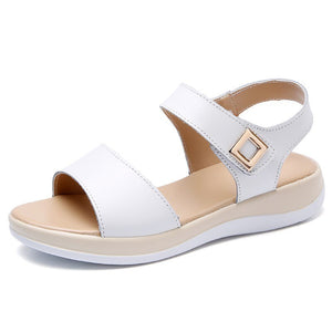 CEYANEAOWhite sandals Women's summer shoes Comfortable Real leather platform sandals for walking students Sandal shoesE049
