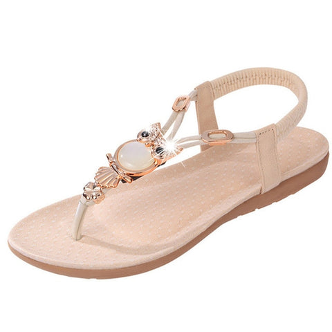 CEYANEAO sandalias de moda para mujer; zapatos de verano con suela plana; zapatos con un patrón de búhos; sandalias de marca dulce para mujer