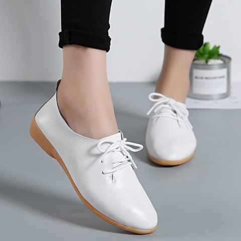 NAUSK Genuine Leather Summer Loafers Women Casual Shoes Moccasins Soft Pointed Toe Ladies Footwear Women Flats Shoes Female