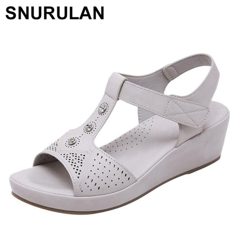 SNURULAN Women's sandals Summer shoes on wedge 2019 Fashionable women's wedge sandals, large sizes c782