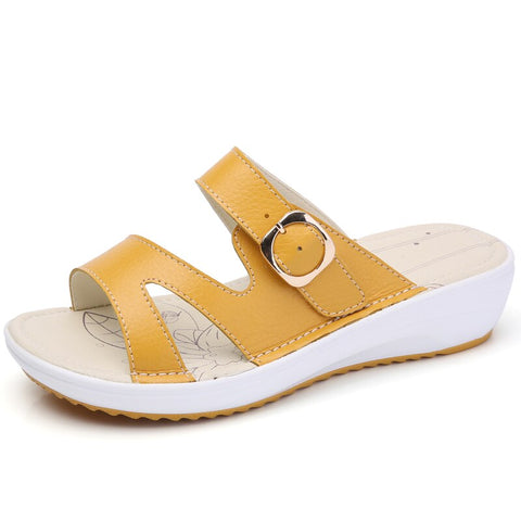 Genuine Leather Women's Summer Gladiator Beach Sandals Shoes Casual Female Platform Sandals  Ladies Flip Flops Slippers Shoes