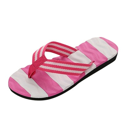 Mnycxen Women Slipper Summer stripe Flip Flops Shoes Sandals Slipper indoor outdoor Beach Shoes Slides Bathroom slippers z80