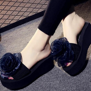 2019 Hand-stitched flowers women's shoes simple wedge sandals casual comfortable beach shoes summer new slippers mm378