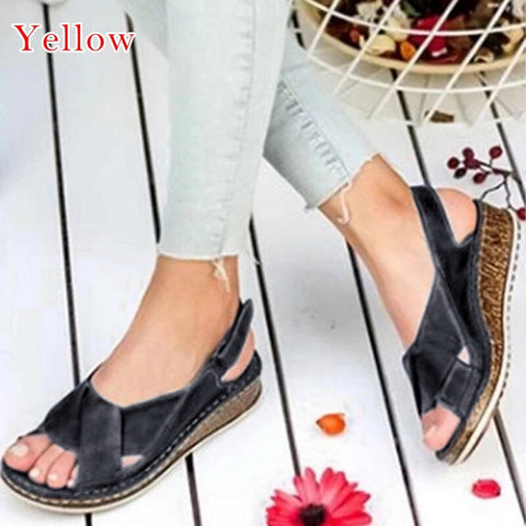 Dihope Women's Summer Open Toe Comfy Sandals Premium Orthopedic Low Heels Walking Sandals Drop Shipping Toe Corrector Cusion