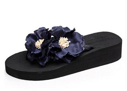 2017 Flowers Women Shoes Summer Women's Ultra High Heels Beach Slippers Fashion Wedges Platform Sandals Flip Flops k11