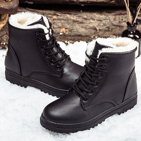 Black boots women winter shoes women's boot 2019 classic style ankle boots for woman snow booties warm shoes plus size 41-44