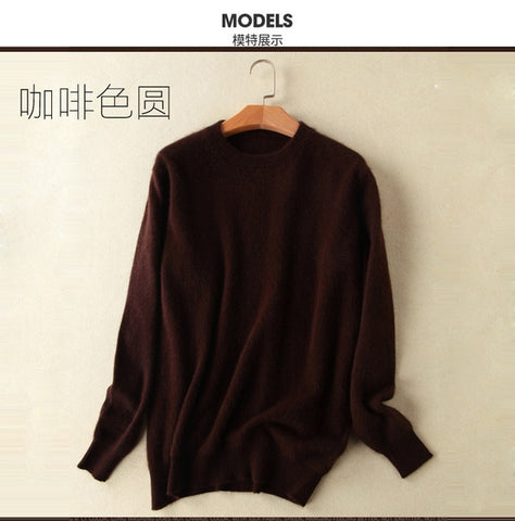 Lafarvie Fashion Mink Cashmere Blended Men Knitted Sweater Autumn Winter Off Sale Standard Solid Pullover Full Sleeve O-Neck