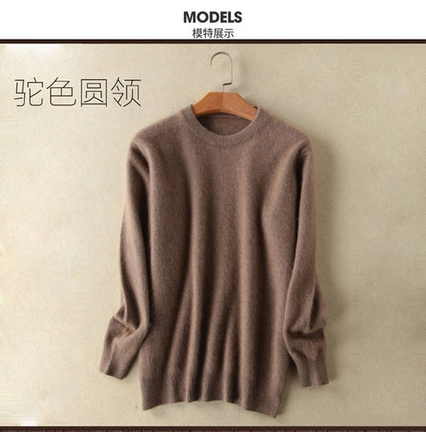 Lafarvie Fashion Mink Cashmere Blended Men Knitted Sweater Autumn Winter Off Sale Standard Solid Pullover Full Sleeve O-Neck