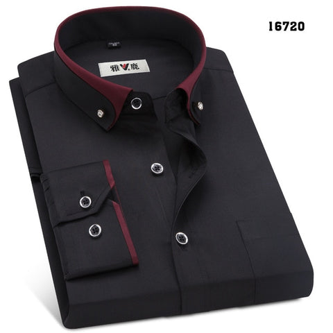 MACROSEA Spring&Autumn Men's Business Dress Shirts Male Formal Button-Down  Collar Shirt Fashion Style Men's Casual Dress Shirt