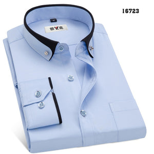 MACROSEA Spring&Autumn Men's Business Dress Shirts Male Formal Button-Down  Collar Shirt Fashion Style Men's Casual Dress Shirt