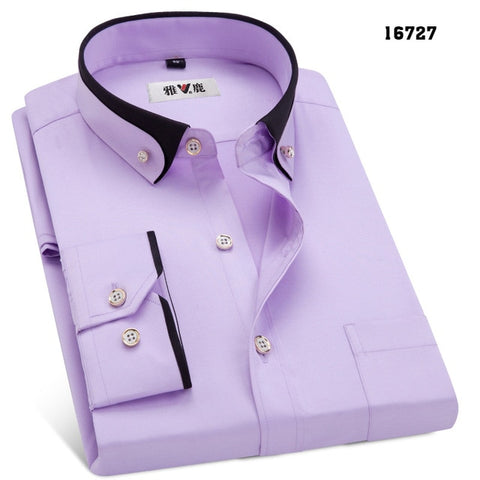 MACROSEA Spring&Autumn Men's Business Dress Shirts Male Formal Button-Down  Collar Shirt Fashion Style Men's Casual Dress Shirt