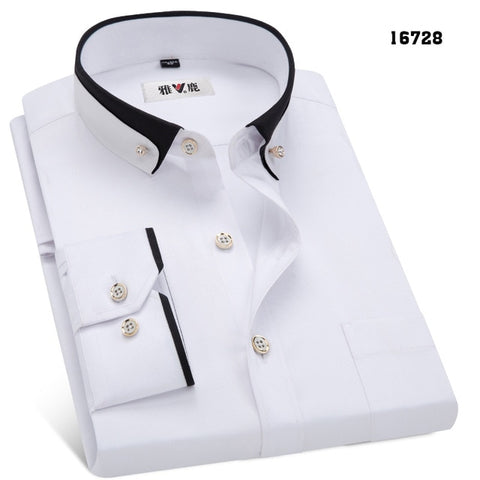 MACROSEA Spring&Autumn Men's Business Dress Shirts Male Formal Button-Down  Collar Shirt Fashion Style Men's Casual Dress Shirt