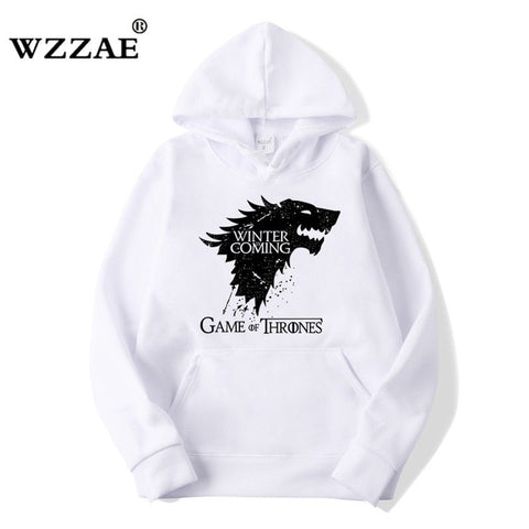 WZZAE 2018 New Game of Thrones Direwolf Men Hoodies And Sweatshirts Winter is Coming Cotton Hooded Top Quality Plus Size M-XXXL