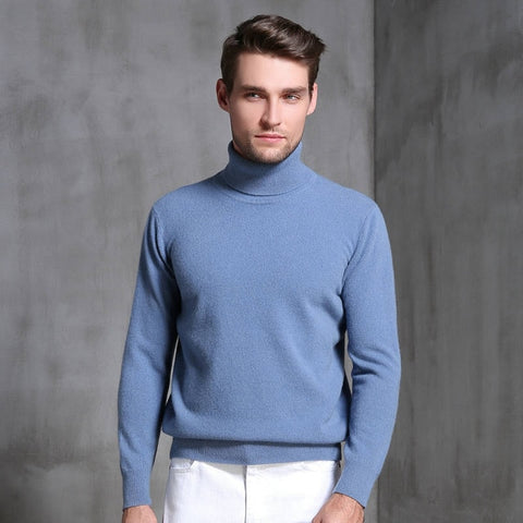 Men Sweater 100% Pure Wool Knitted Pullover Winter New Arrival Fashion Turtleneck Jumepr Man Thick Clothes Tops 8Colors Sweaters