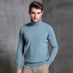 Men Sweater 100% Pure Wool Knitted Pullover Winter New Arrival Fashion Turtleneck Jumepr Man Thick Clothes Tops 8Colors Sweaters