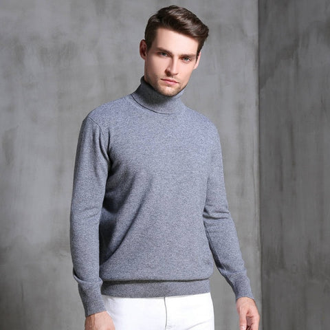 Men Sweater 100% Pure Wool Knitted Pullover Winter New Arrival Fashion Turtleneck Jumepr Man Thick Clothes Tops 8Colors Sweaters