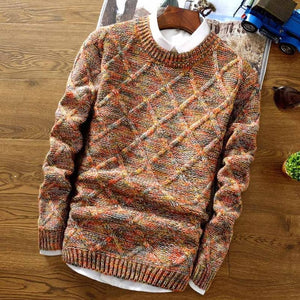 O-Neck Sweater Men 2018 fashion Pullover Sweater Male Slim Fit Knitting Sweaters Mens Colorful Rhombus Lattice Pullover Men