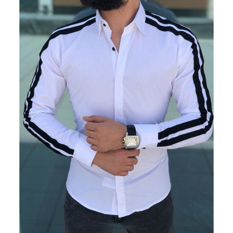 Plain Men Formal Shirts Business Dress Wedding Long Sleeve Slim Fit Top Patchwork HOT