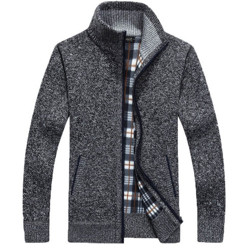 2019 New Sweater Men Autumn Winter SweaterCoats Male Thick Faux Fur Wool Mens Sweater Jackets Casual Zipper Knitwear Size M-3XL
